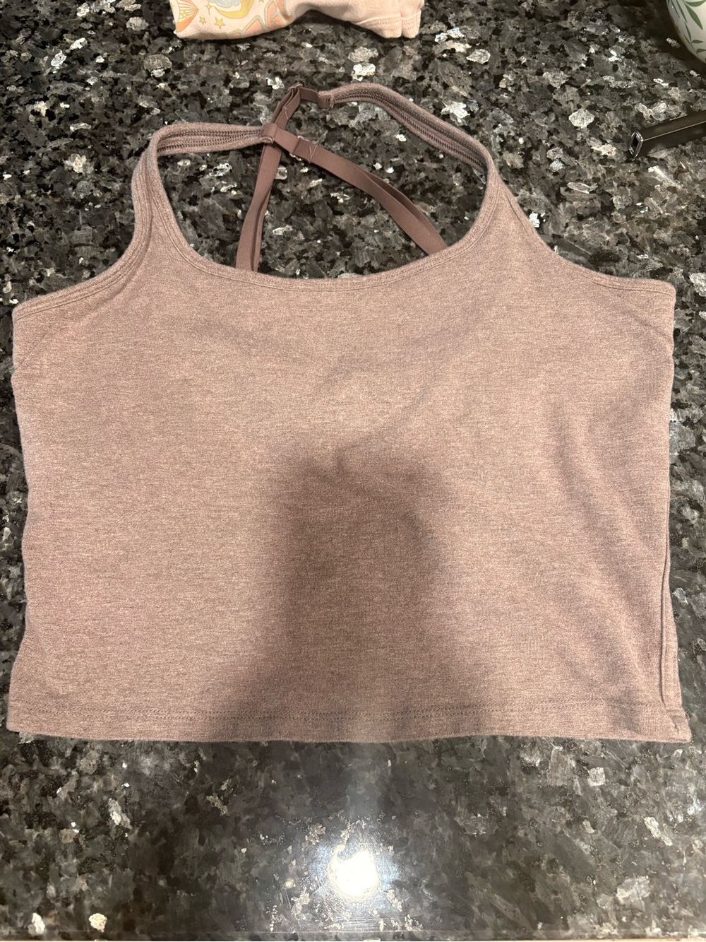 PINK Victoria's Secret taupe Cropped bra Tank with Strappy Back